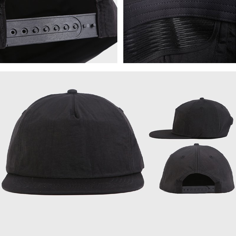 Custom Lightweight Camp Cap Snapback Hat for Men Women Solid Color Nylon Quick Dry Unstructured 5 Panel Flat Brim Baseball Cap