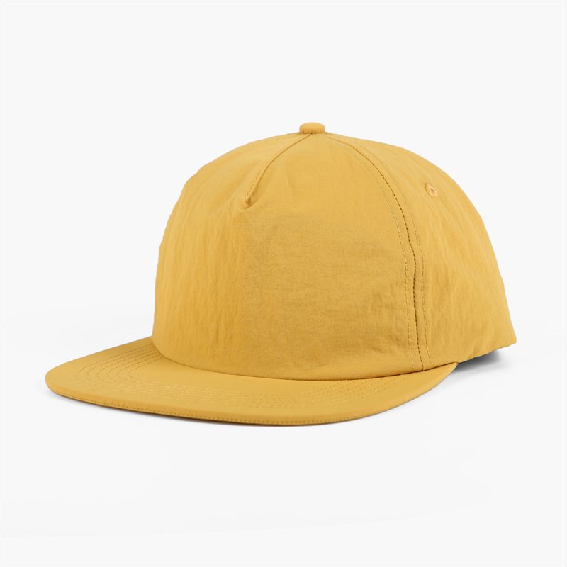 Custom Lightweight Camp Cap Snapback Hat for Men Women Solid Color Nylon Quick Dry Unstructured 5 Panel Flat Brim Baseball Cap