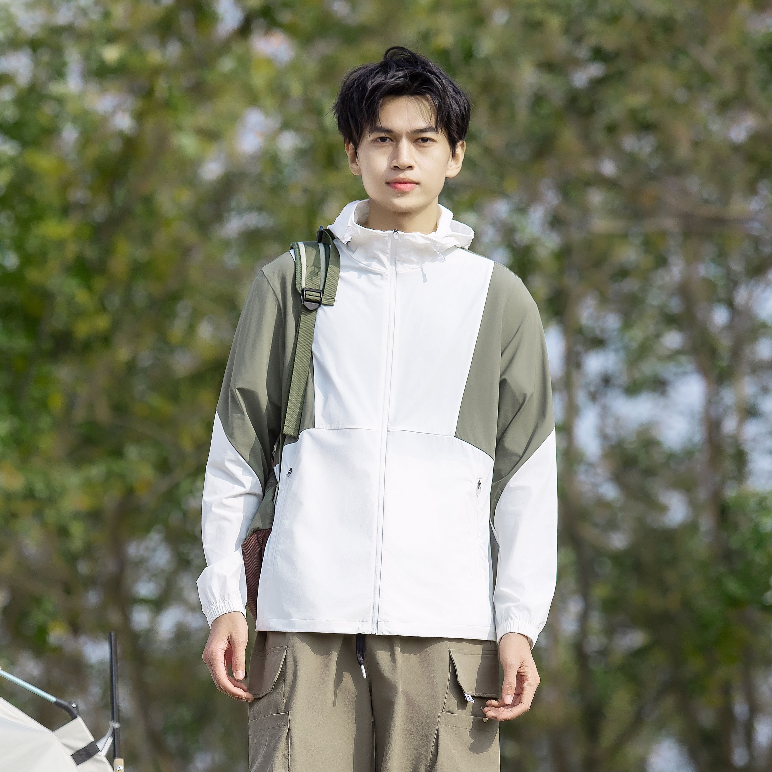 Casual Coat Outdoor Ice Silk Cool Spring Jacket Windbreaker Jacket Unisex Couple Hooded Sun Protection Summer UPF50+ Clothing