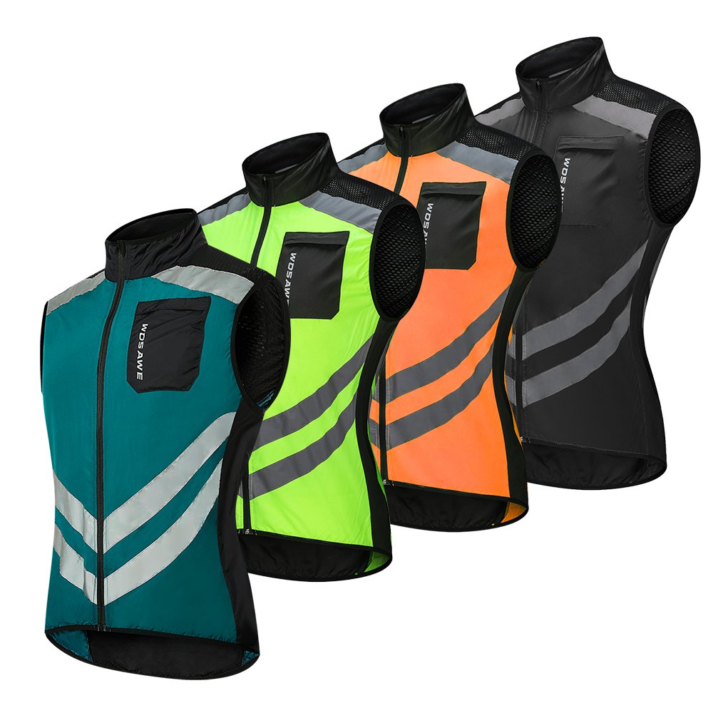 WOSAWE Men Reflective Cycling Vest Sleeveless Windproof Sports Ciclismo Jersey MTB Road Bike Bicycle Clothing