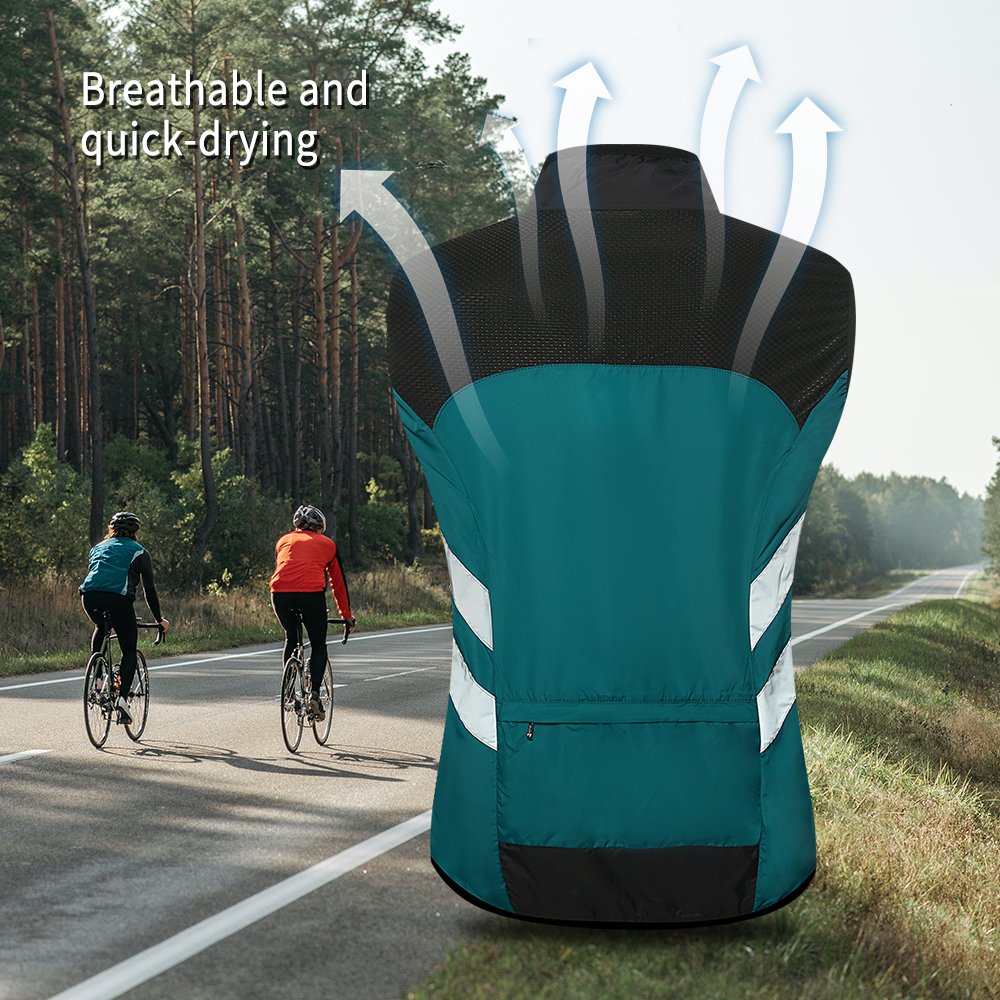 WOSAWE Men Reflective Cycling Vest Sleeveless Windproof Sports Ciclismo Jersey MTB Road Bike Bicycle Clothing