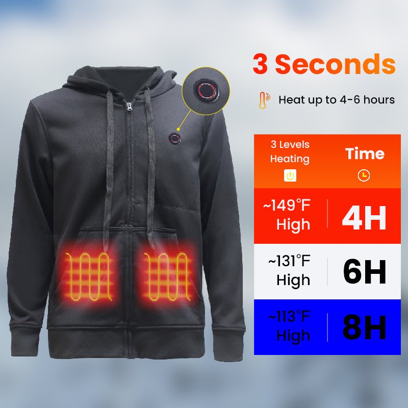 Electric Massage Body Warmer Hi Vis Winter Reactive Puffer Motorcycle Pad Reflect Thermal Heated Hoodie