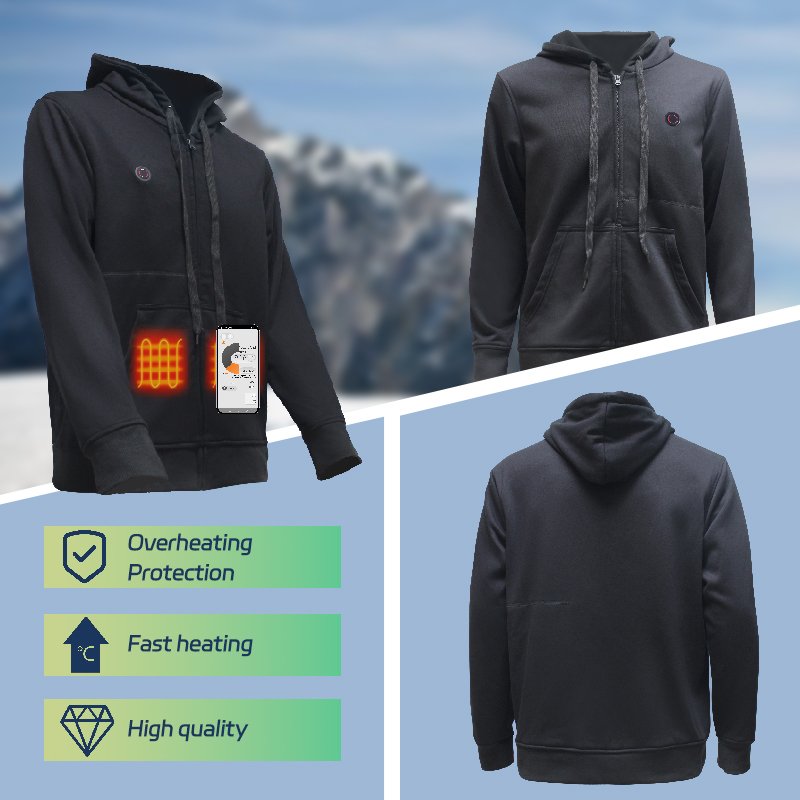 Electric Massage Body Warmer Hi Vis Winter Reactive Puffer Motorcycle Pad Reflect Thermal Heated Hoodie