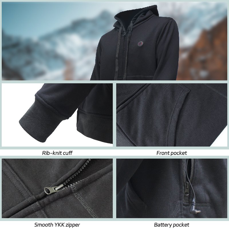 Electric Massage Body Warmer Hi Vis Winter Reactive Puffer Motorcycle Pad Reflect Thermal Heated Hoodie
