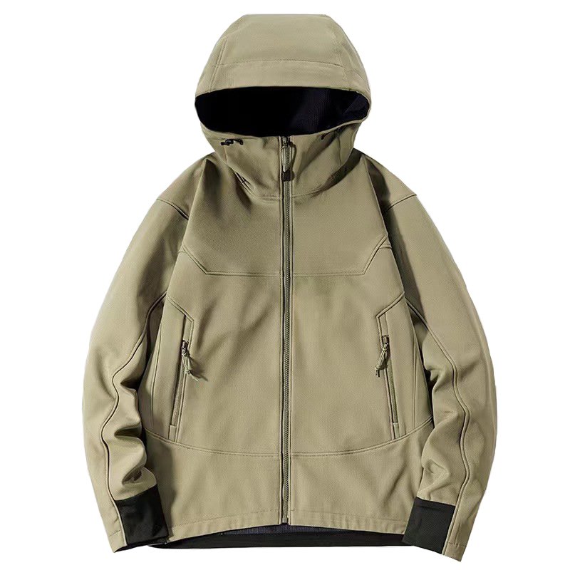 New men's hooded windproof and rainproof outdoor casual jacket for autumn and winter hiking camping traveling