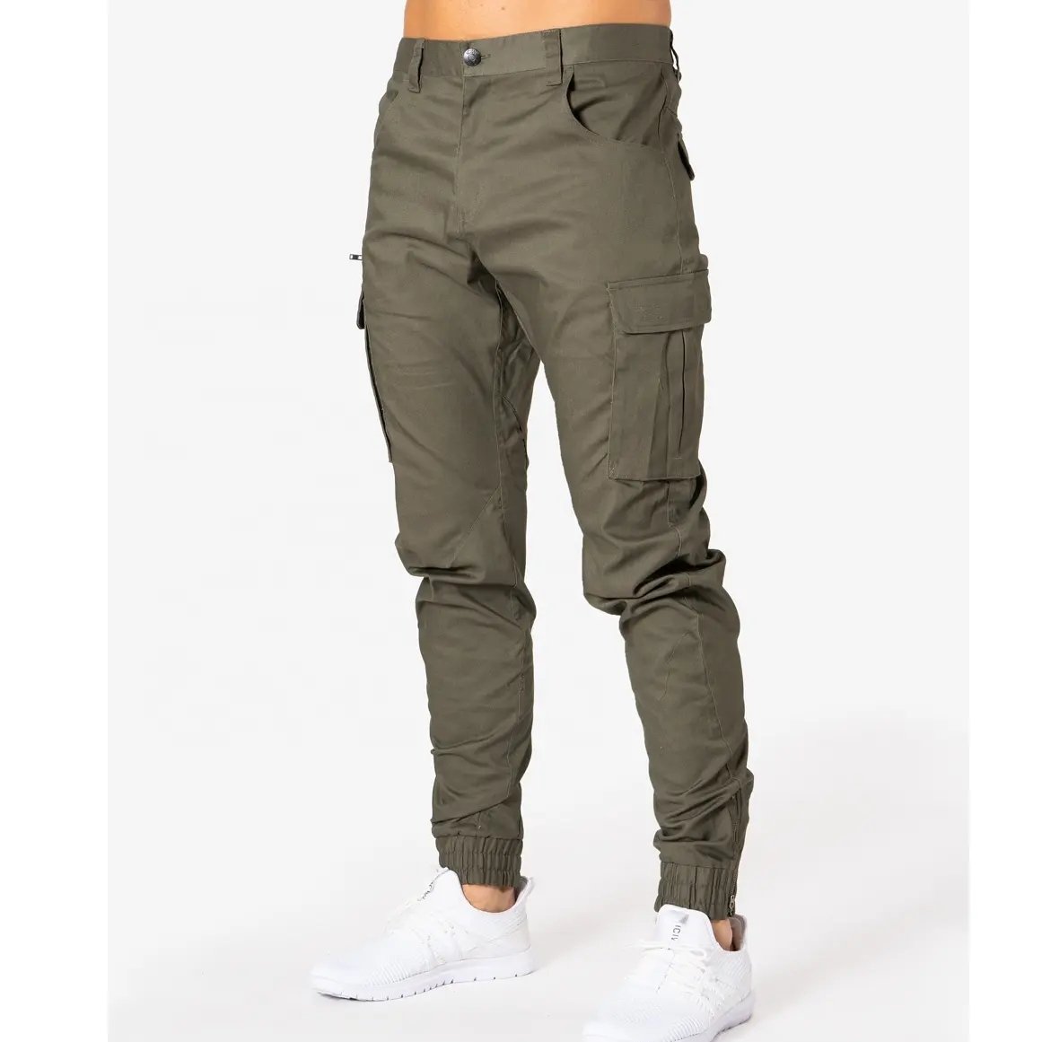 Custom Men's Tactical Water Repellent Cargo Pants Lightweight Hiking Multi Functional Pockets Work Baggy Jeans Zipper Bottom