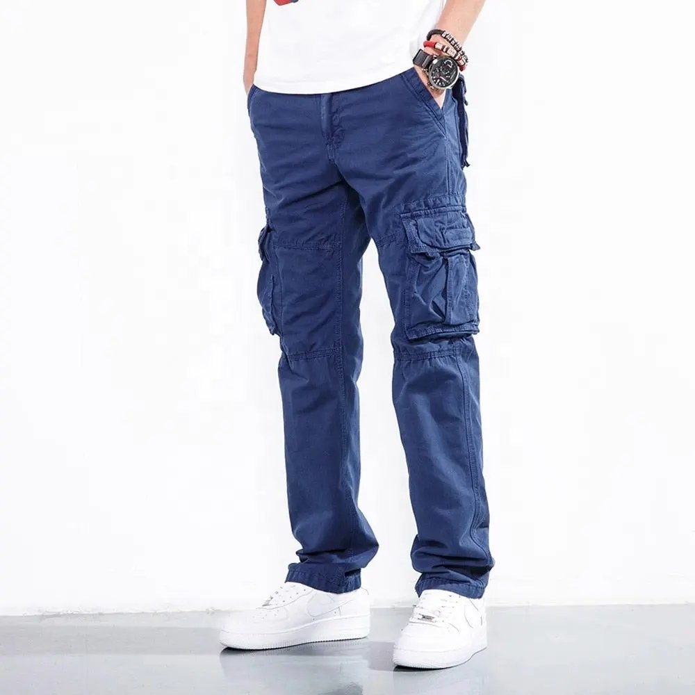 Custom Men's Tactical Water Repellent Cargo Pants Lightweight Hiking Multi Functional Pockets Work Baggy Jeans Zipper Bottom