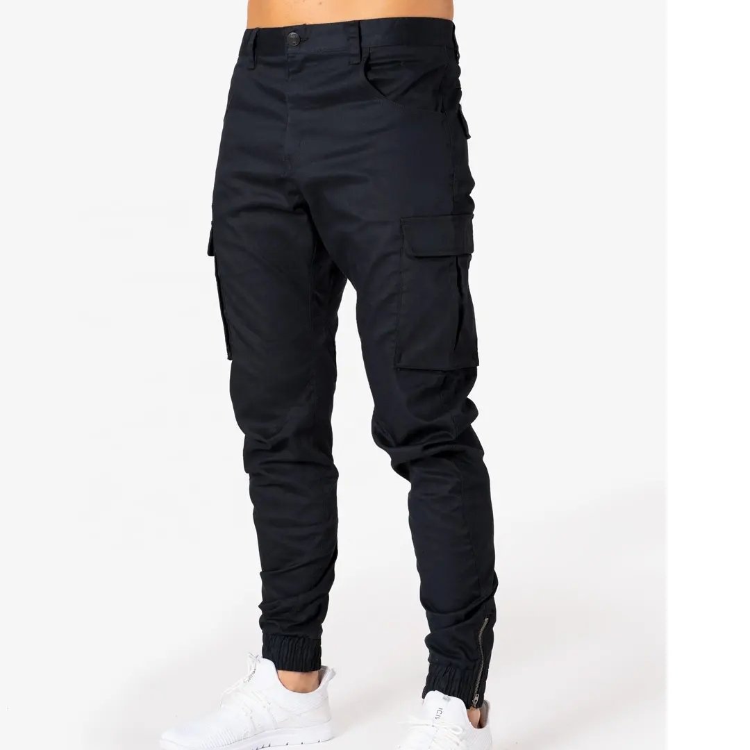 Custom Men's Tactical Water Repellent Cargo Pants Lightweight Hiking Multi Functional Pockets Work Baggy Jeans Zipper Bottom