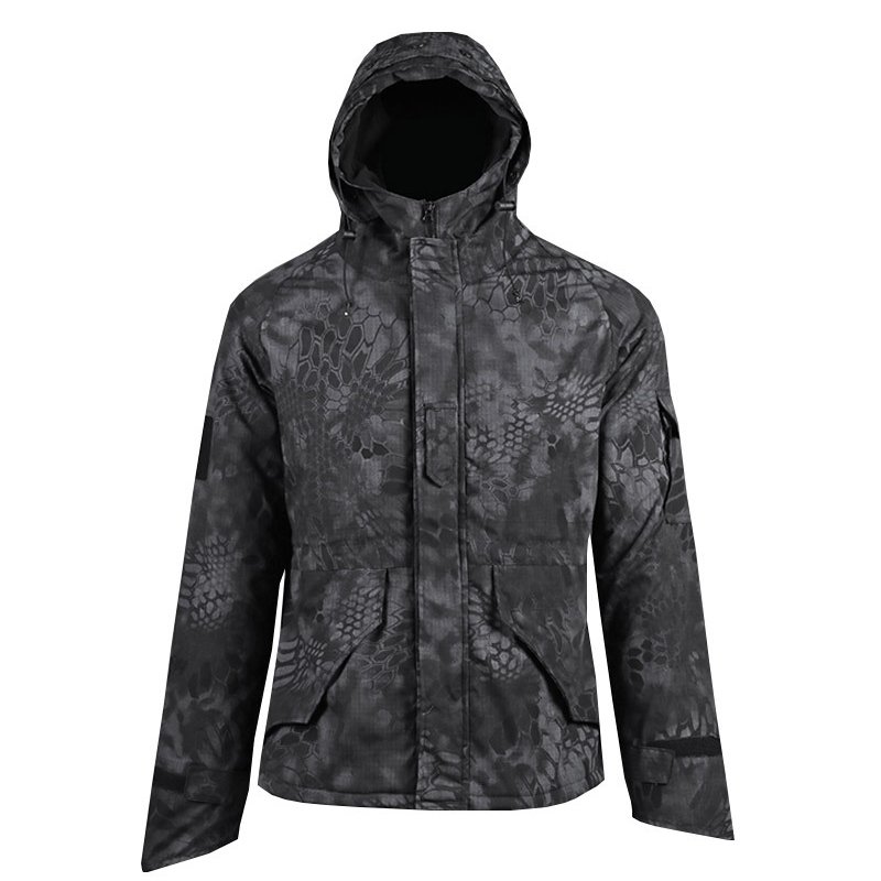 Wholesale outdoor tactical camouflage hardshell men's CS training fleece combat clothing with thick windproof hiking clothing