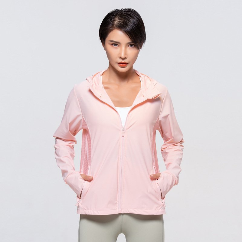 Wholesale Ice Silk Clothing Anti UV Women Sports Shirts Hooded Outdoor Running Moisture-wicking Sun Protection Yoga Jacket