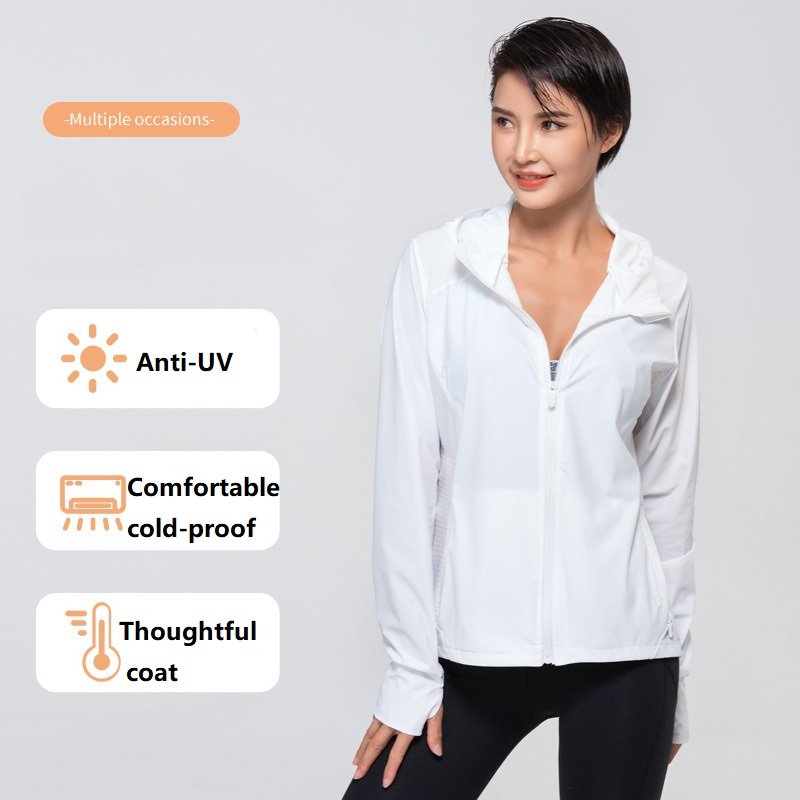 Wholesale Ice Silk Clothing Anti UV Women Sports Shirts Hooded Outdoor Running Moisture-wicking Sun Protection Yoga Jacket