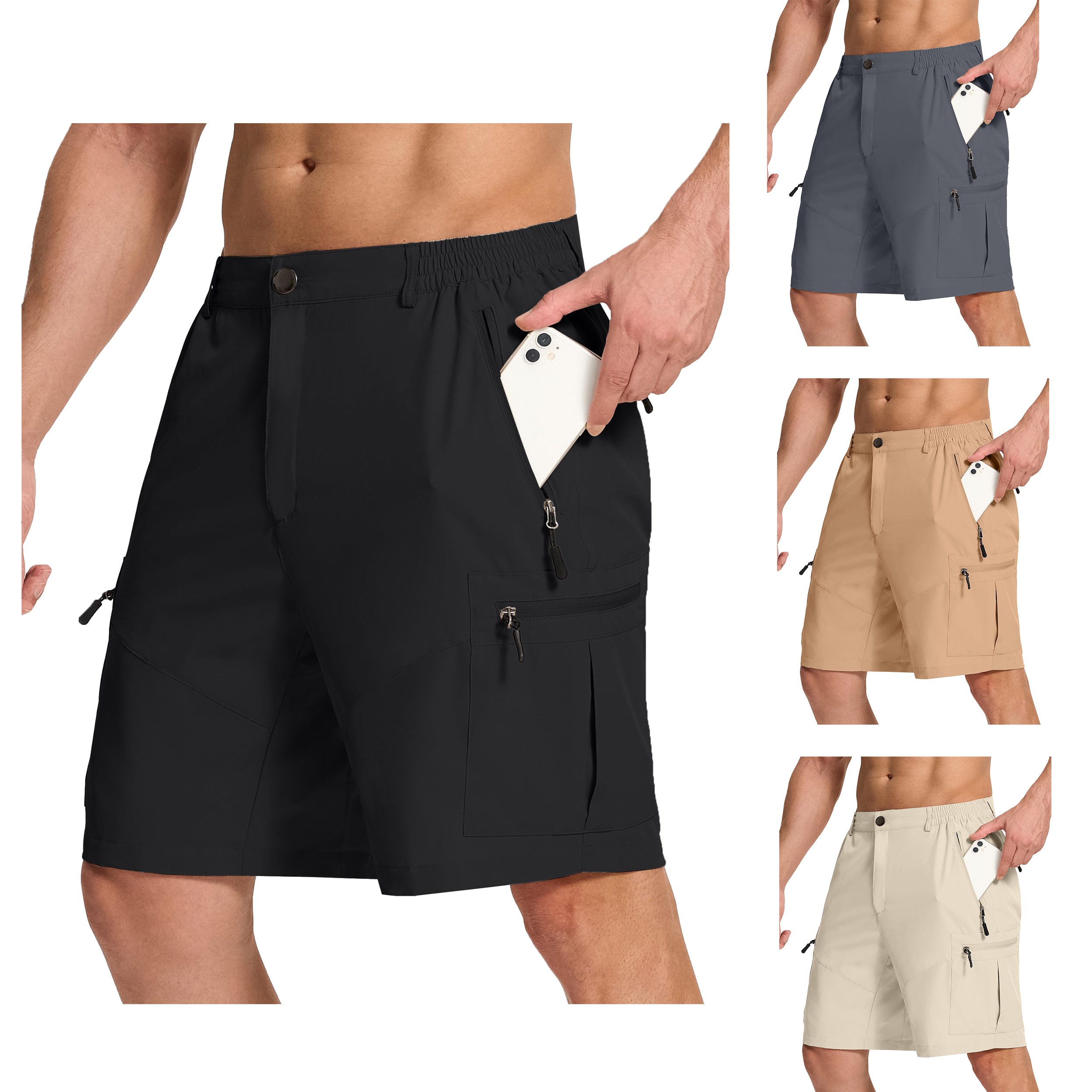 Custom Men's Athleisure Golf Fishing Golf Gym Shorts Outdoor Hiking Cargo 4 Way Stretch 6 Pockets Casual All Brands Welcome