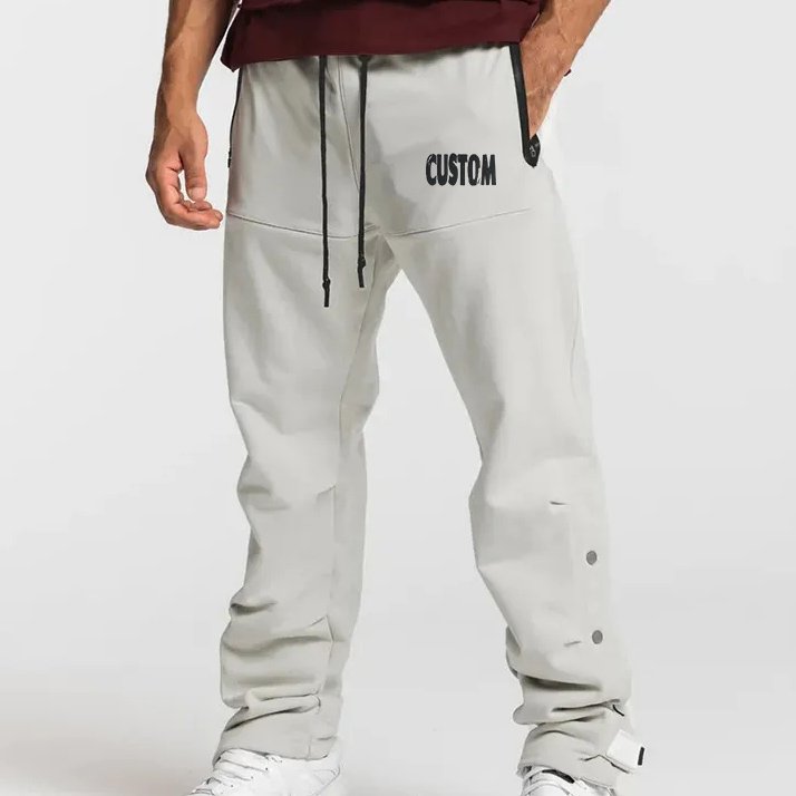 Y2k French Terry Heavyweight Flare Sweat Hiking Men'S Pants Custom Plus Size Zipper Breasted Stacked Linen Formal Pants For Men