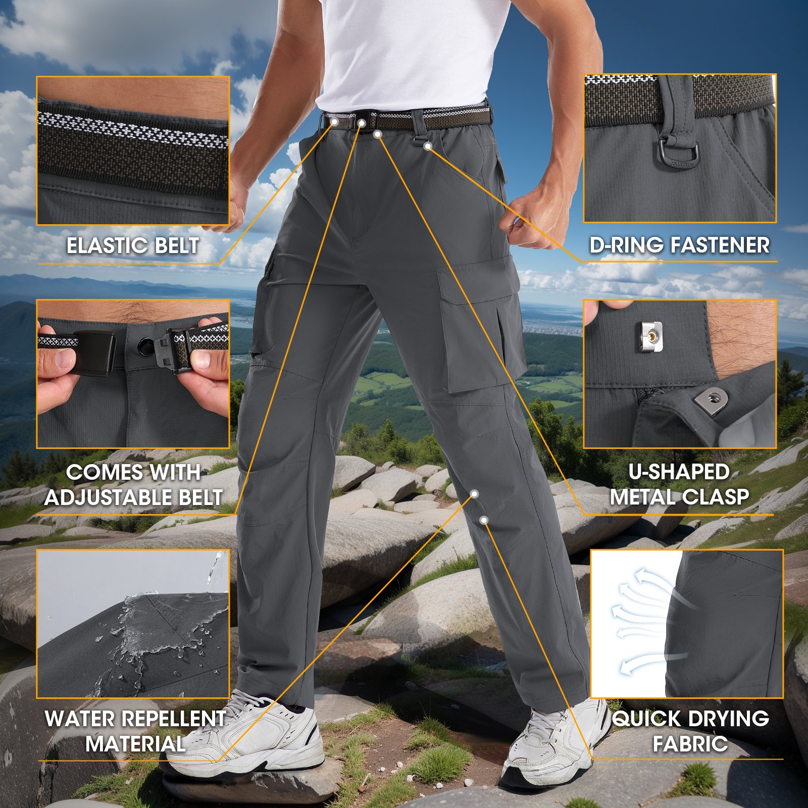 High Quality Men's Ski & Hiking Pants Casual Windproof Waterproof Print Various Wind Ski & Hiking Pants for Men