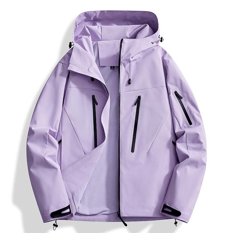 Outdoor Single Clothes Hiking Waterproof Jacket Couple Hooded Custom Sport Colourful Thin Jacket