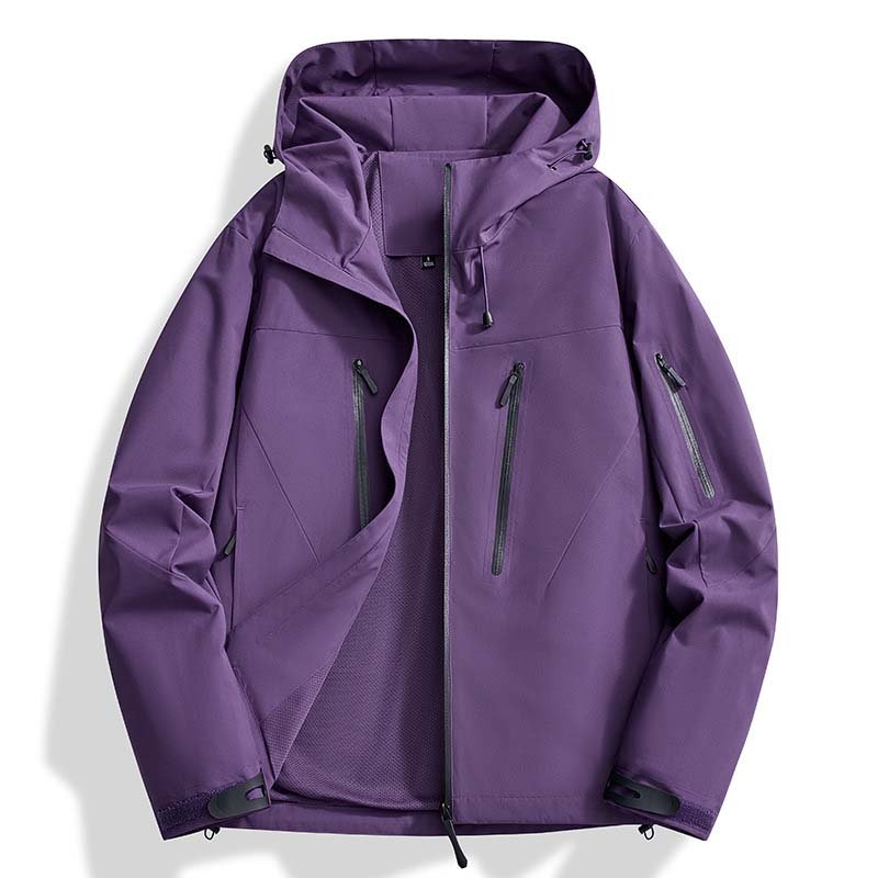 Outdoor Single Clothes Hiking Waterproof Jacket Couple Hooded Custom Sport Colourful Thin Jacket