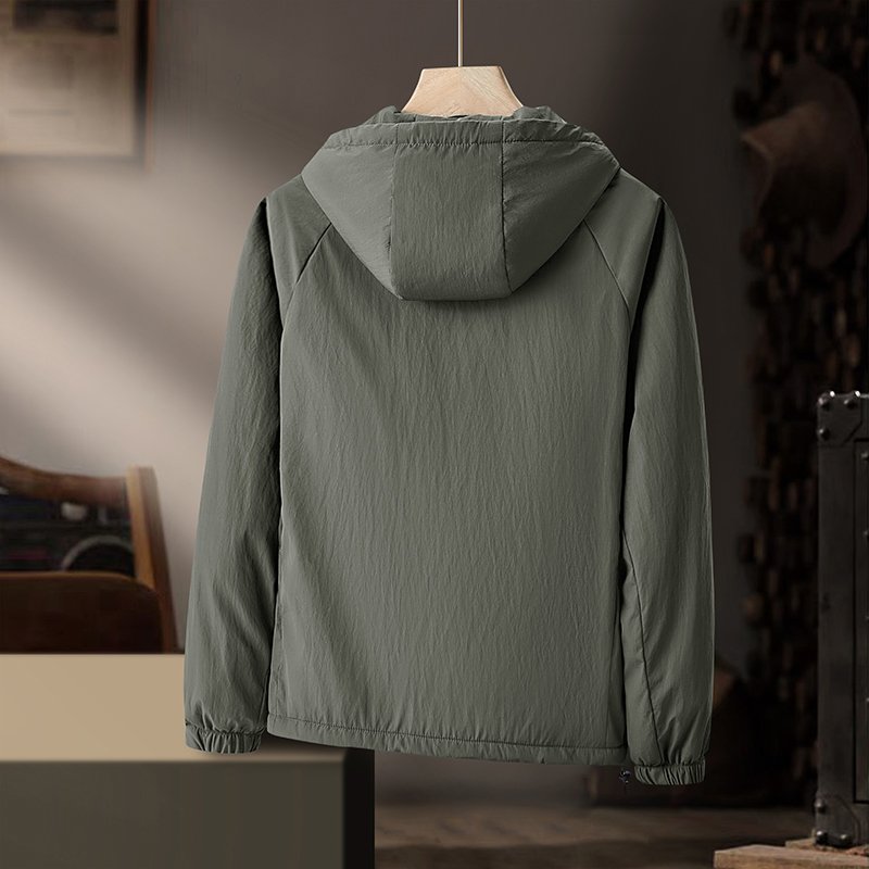 Men's Casual Windproof Jacket Waterproof Scratch-Resistant Knitted Fabric Custom Printing Hiking Mountaineering OEM Services