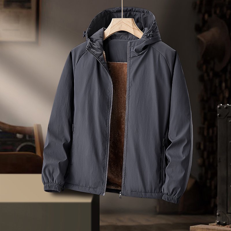 Men's Casual Windproof Jacket Waterproof Scratch-Resistant Knitted Fabric Custom Printing Hiking Mountaineering OEM Services