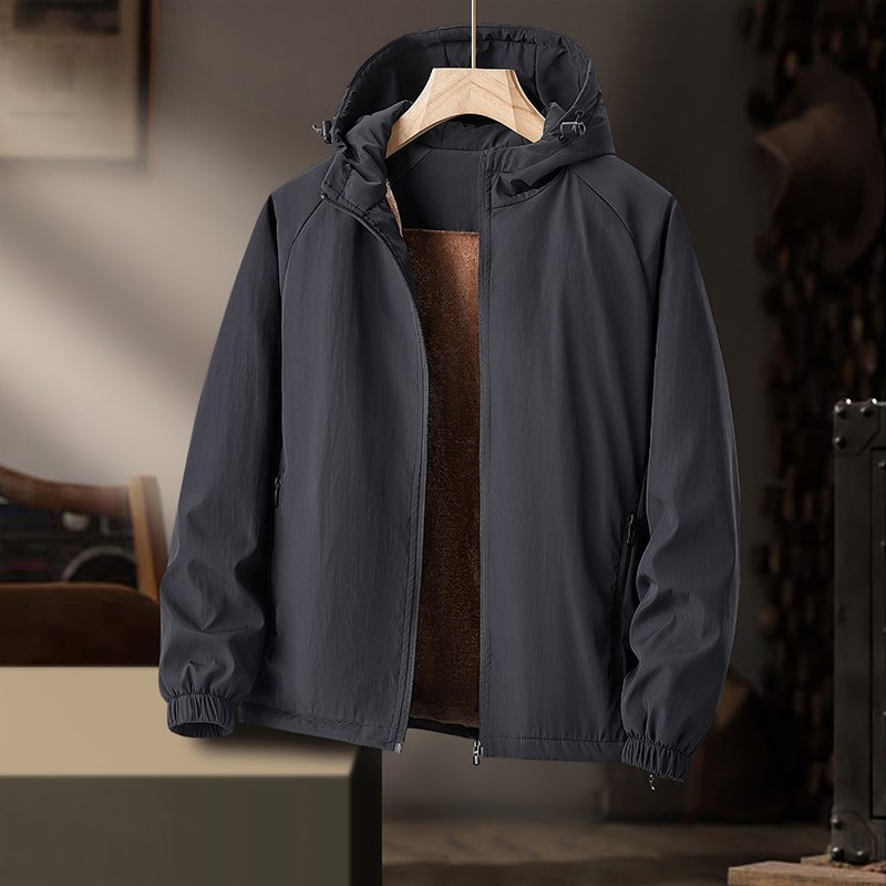 Men's Casual Windproof Jacket Waterproof Scratch-Resistant Knitted Fabric Custom Printing Hiking Mountaineering OEM Services