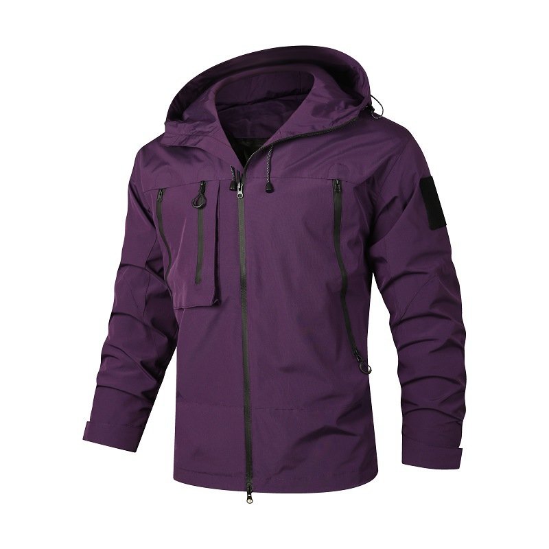 2024 New Unisex Rush Clothes Youth Fashion All-Match Wind and Rain Jacket Solid Color Japanese Simple Style with Zipper Closure