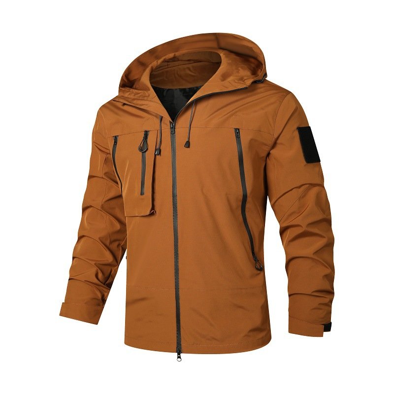 2024 New Unisex Rush Clothes Youth Fashion All-Match Wind and Rain Jacket Solid Color Japanese Simple Style with Zipper Closure
