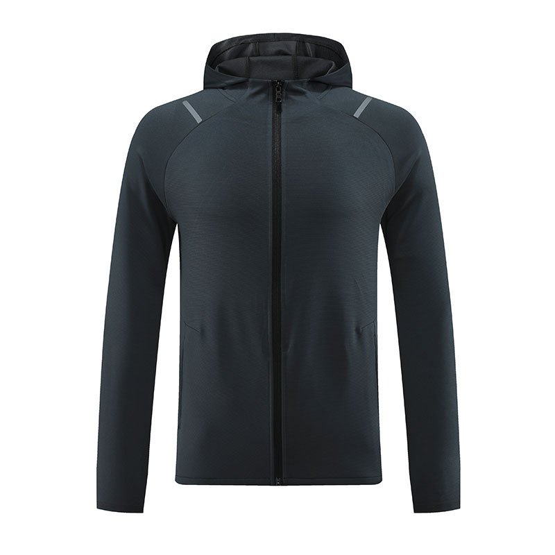 Men's Outdoor Sports Cardigan Jacket Spring Fall Windproof Hooded Fitness Running Gear Quick-Drying Long Sleeves Hiking Outings