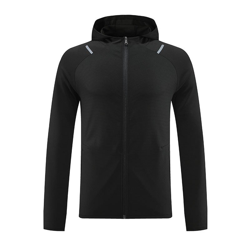 Men's Outdoor Sports Cardigan Jacket Spring Fall Windproof Hooded Fitness Running Gear Quick-Drying Long Sleeves Hiking Outings