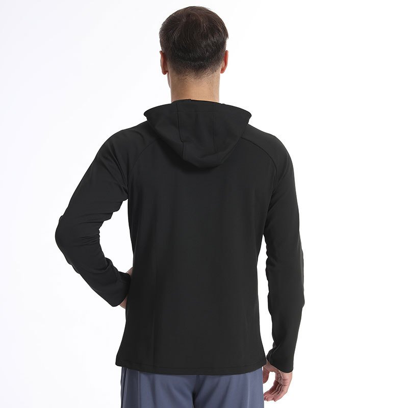 Men's Outdoor Sports Cardigan Jacket Spring Fall Windproof Hooded Fitness Running Gear Quick-Drying Long Sleeves Hiking Outings