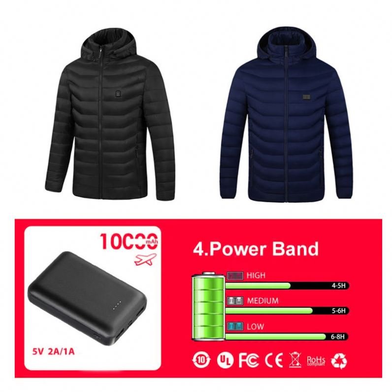 New winter cotton sports hiking cycling puff nylon women and men casual racing heated windbreaker jacket for Heated jacket