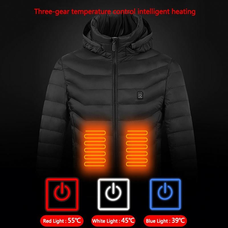 New winter cotton sports hiking cycling puff nylon women and men casual racing heated windbreaker jacket for Heated jacket