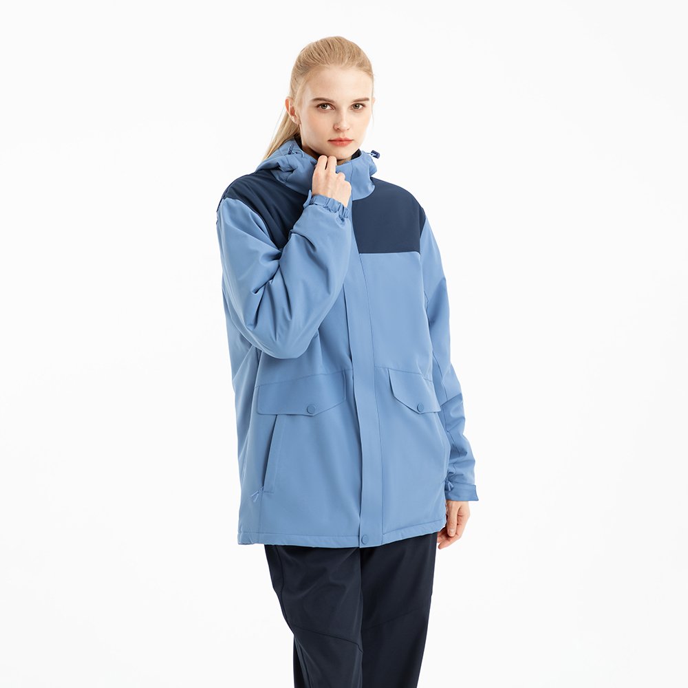Hot Sale 100% polyester fiber waterproof Windbreaker Hooded female Coat zipper breathable warm Outdoor jacket for women