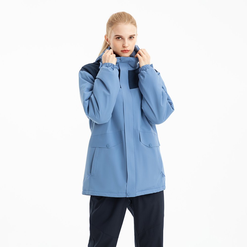 Hot Sale 100% polyester fiber waterproof Windbreaker Hooded female Coat zipper breathable warm Outdoor jacket for women