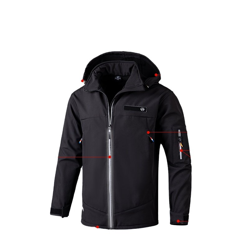 Winter hardshell suit for men with pile and thick windproof and waterproof mountaineering work clothes