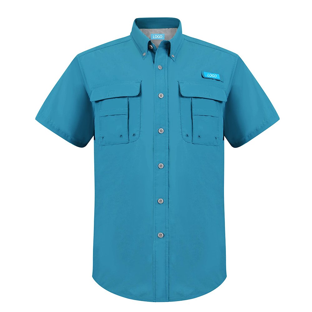 Custom jersey anti uv protection quick dry waterproof breathable button down mesh fishing shirts for Men