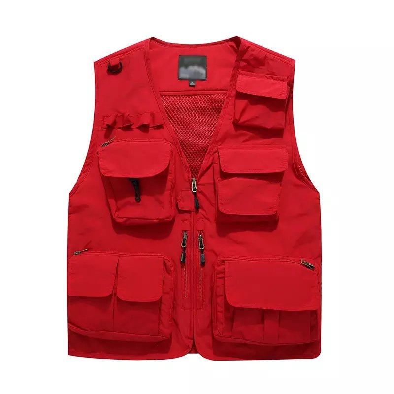 Factory wholesale Men's practical hiking work clothes Customized logo Men's multi pocket breathable work net vest