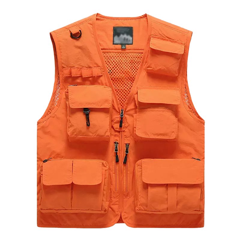 Factory wholesale Men's practical hiking work clothes Customized logo Men's multi pocket breathable work net vest