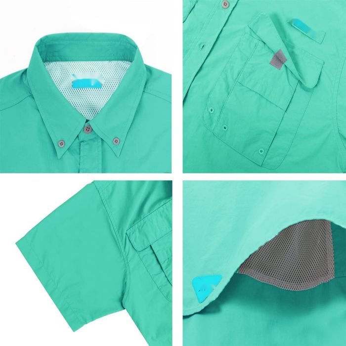 Men's UV UPF 50+ Sun Protection Soild Anti-Static Waterproof Breathable Fast Dry SPF Hiking Fishing Short Sleeve Shirts