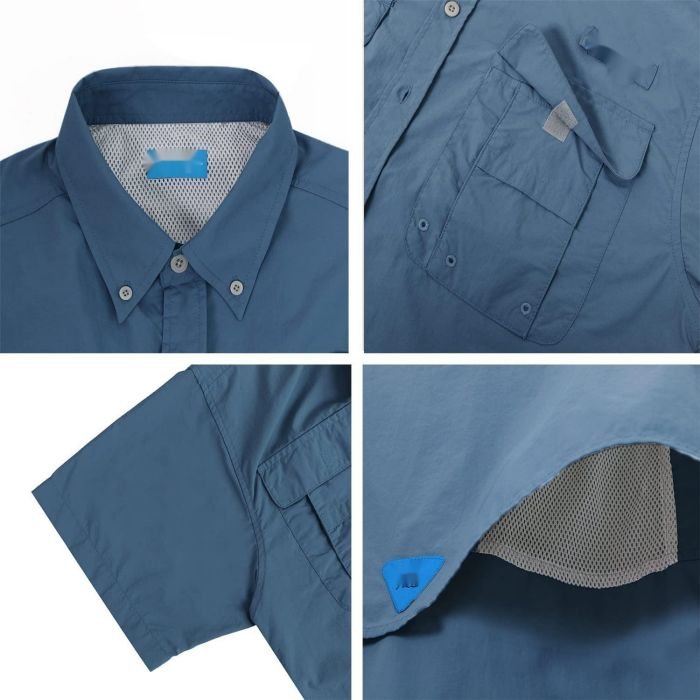 Men's UV UPF 50+ Sun Protection Soild Anti-Static Waterproof Breathable Fast Dry SPF Hiking Fishing Short Sleeve Shirts