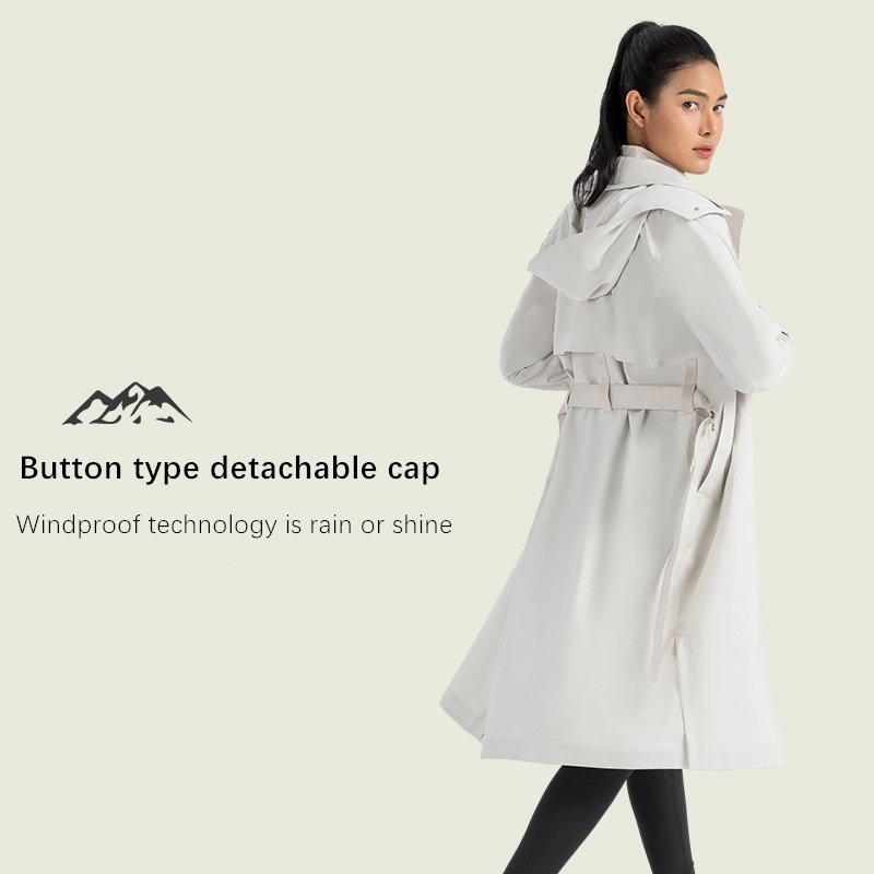 Xsunwing Women Overcoat Windbreaker Waterproof Jacket ladies Luxury classic Long belted Outerwear warm hooded Trench Coat WDQ014