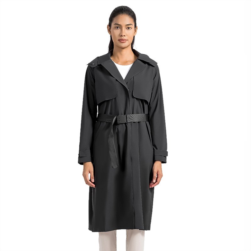 Xsunwing Women Overcoat Windbreaker Waterproof Jacket ladies Luxury classic Long belted Outerwear warm hooded Trench Coat WDQ014