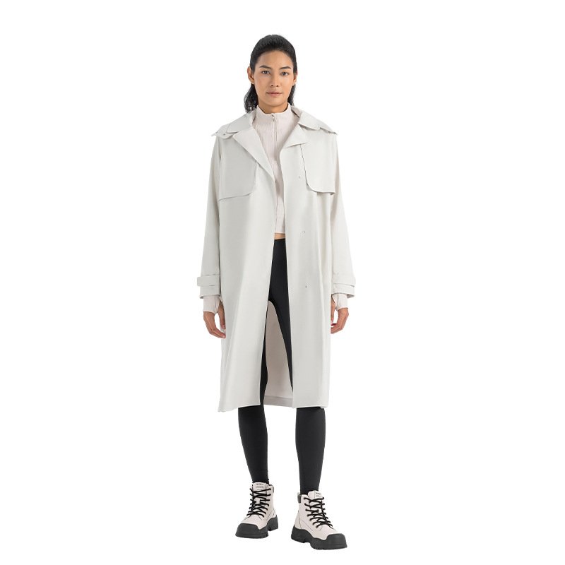 Xsunwing Women Overcoat Windbreaker Waterproof Jacket ladies Luxury classic Long belted Outerwear warm hooded Trench Coat WDQ014