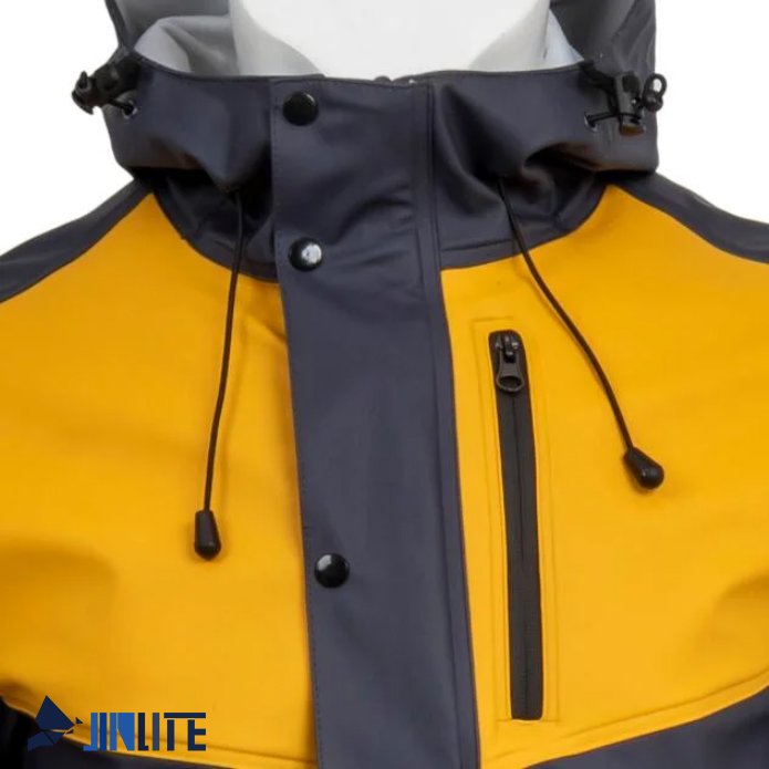 Windbreaker Hiking Clothing Customized Logo Waterproof Pu Jacket with Seamless pocket