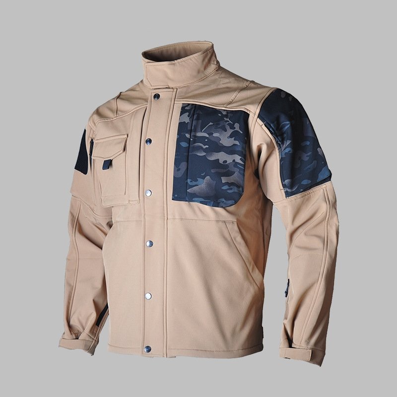 Jinteng Waterproof Soft Shell Tactical Windbreaker Men's Autumn Winter Shark Skin Fleece Plush Jacket Thickened Warm Jacket Coat
