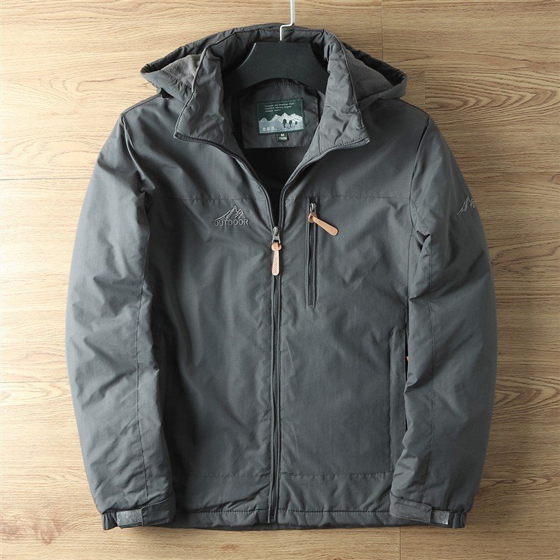 Men's outdoor mountaineering clothing leisure plus velvet thickened windproof waterproof workwear coat jacket