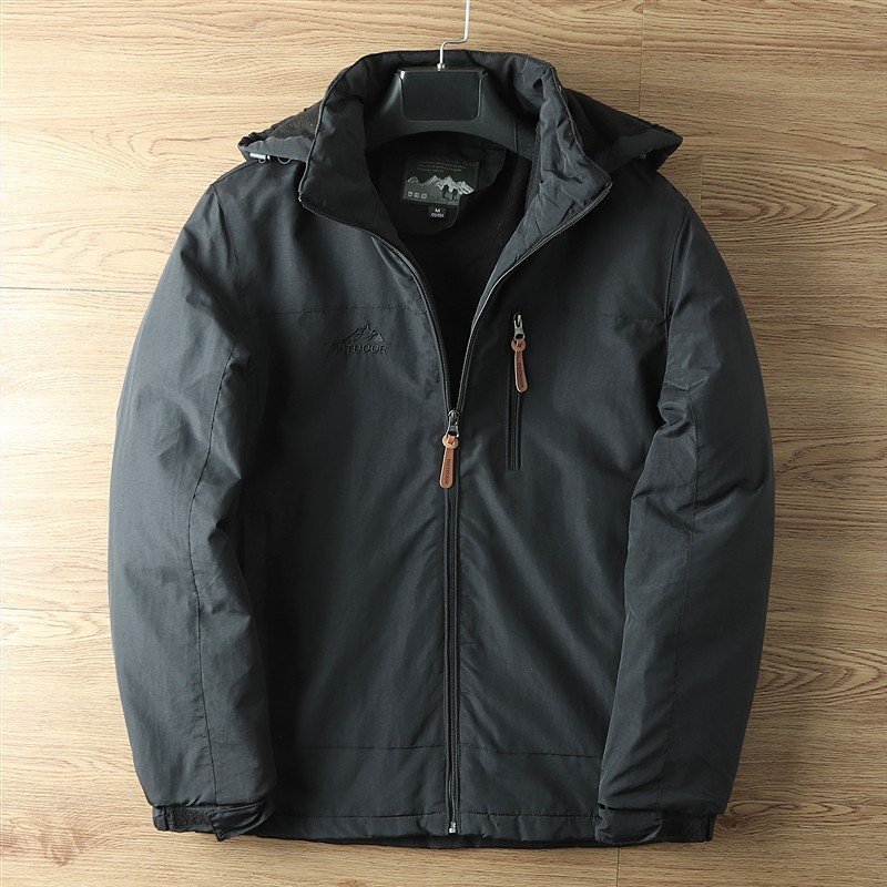 Men's outdoor mountaineering clothing leisure plus velvet thickened windproof waterproof workwear coat jacket