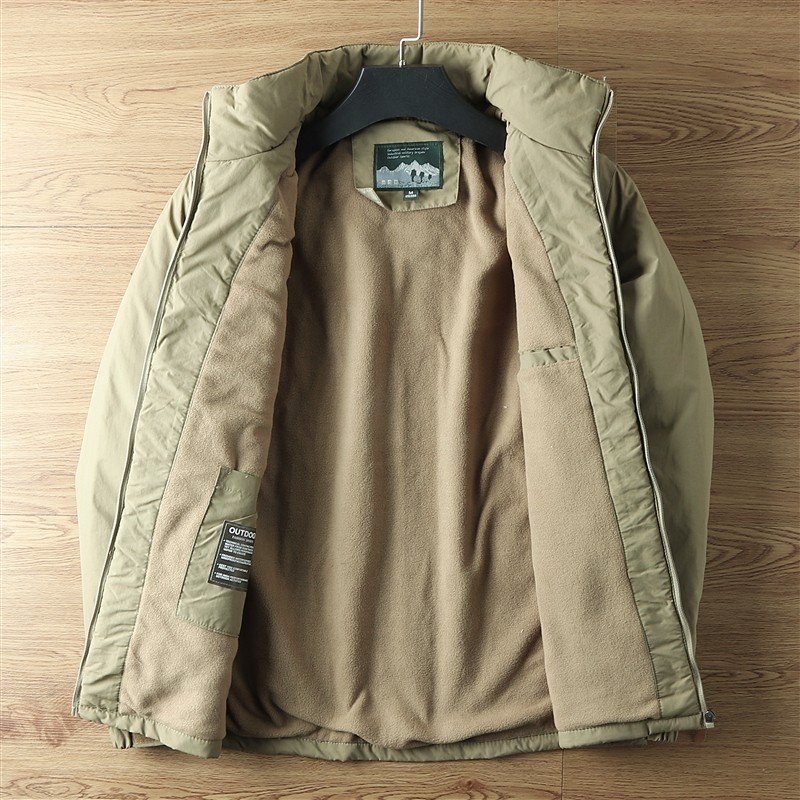 Men's outdoor mountaineering clothing leisure plus velvet thickened windproof waterproof workwear coat jacket
