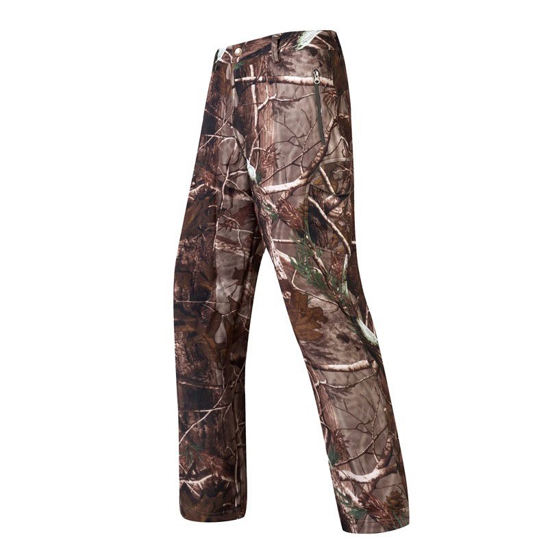 Men's Fleece Lining Waterproof Softshell Outdoor Tactical Combat Pants Sport Fans Hiking Multi Pockets Cargoes Pant Trousers