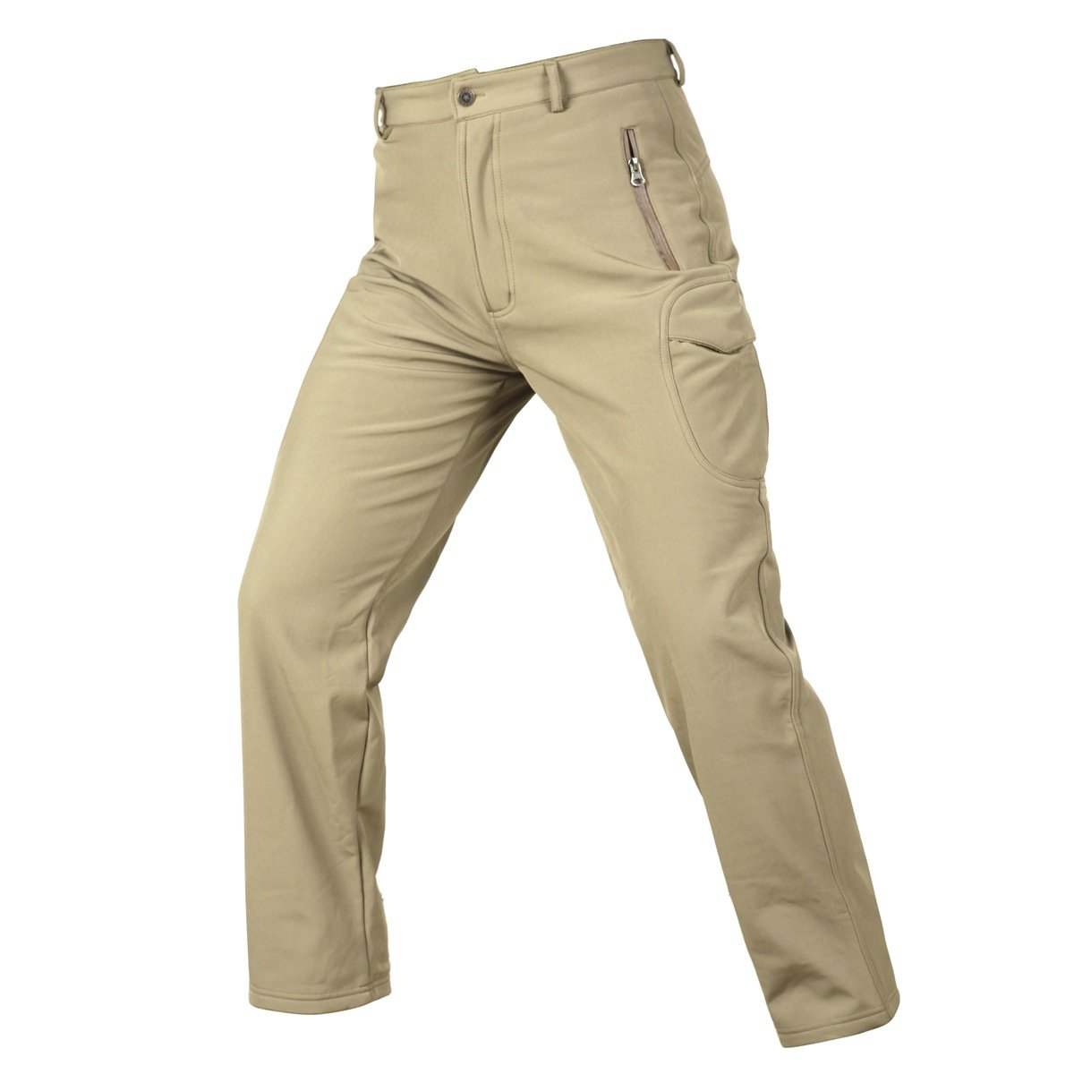 Men's Fleece Lining Waterproof Softshell Outdoor Tactical Combat Pants Sport Fans Hiking Multi Pockets Cargoes Pant Trousers