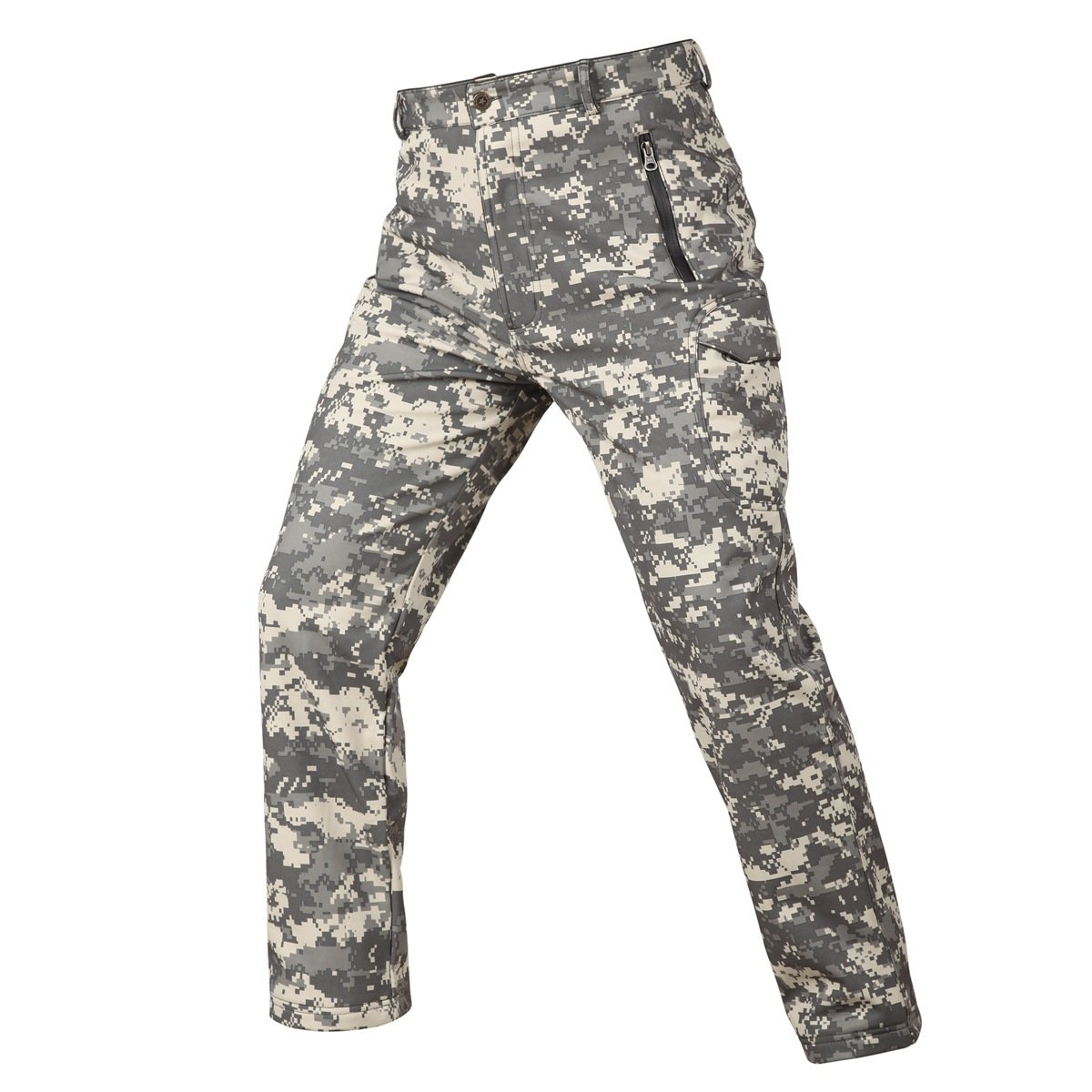 Men's Fleece Lining Waterproof Softshell Outdoor Tactical Combat Pants Sport Fans Hiking Multi Pockets Cargoes Pant Trousers