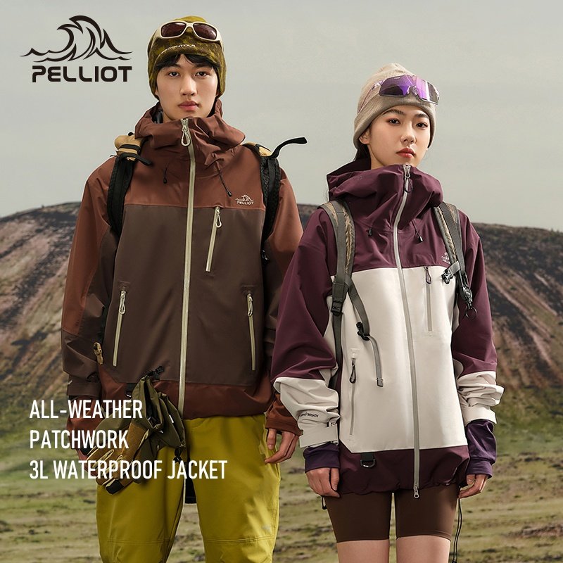 OEM ODM Patchwork Hardshell Men's Hiking Climbing 10000MM 3L Waterproof Jacket Women's Outdoor Clothing